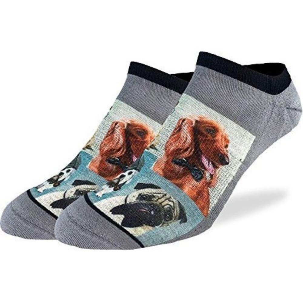 Fun Novelty Dog Print Low Cut Ankle Socks For Men & Women In Gray